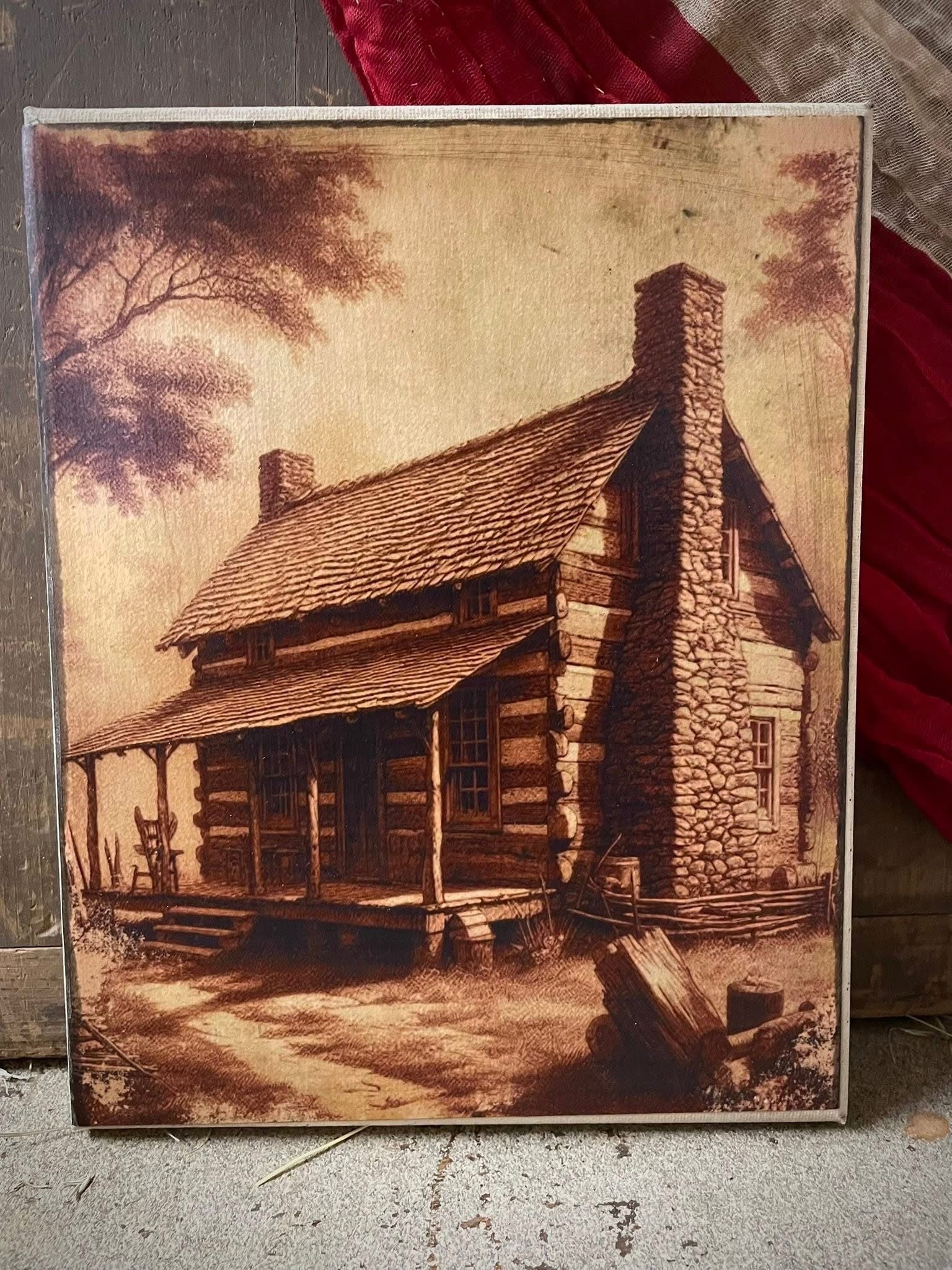 Primitive Americana Grungy Decorative Canvas Print 8x10