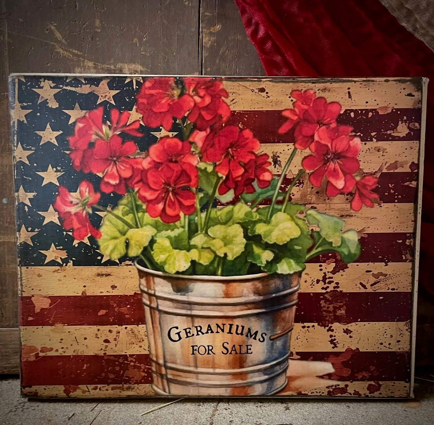Primitive Americana Grungy Decorative Canvas Print 8x10