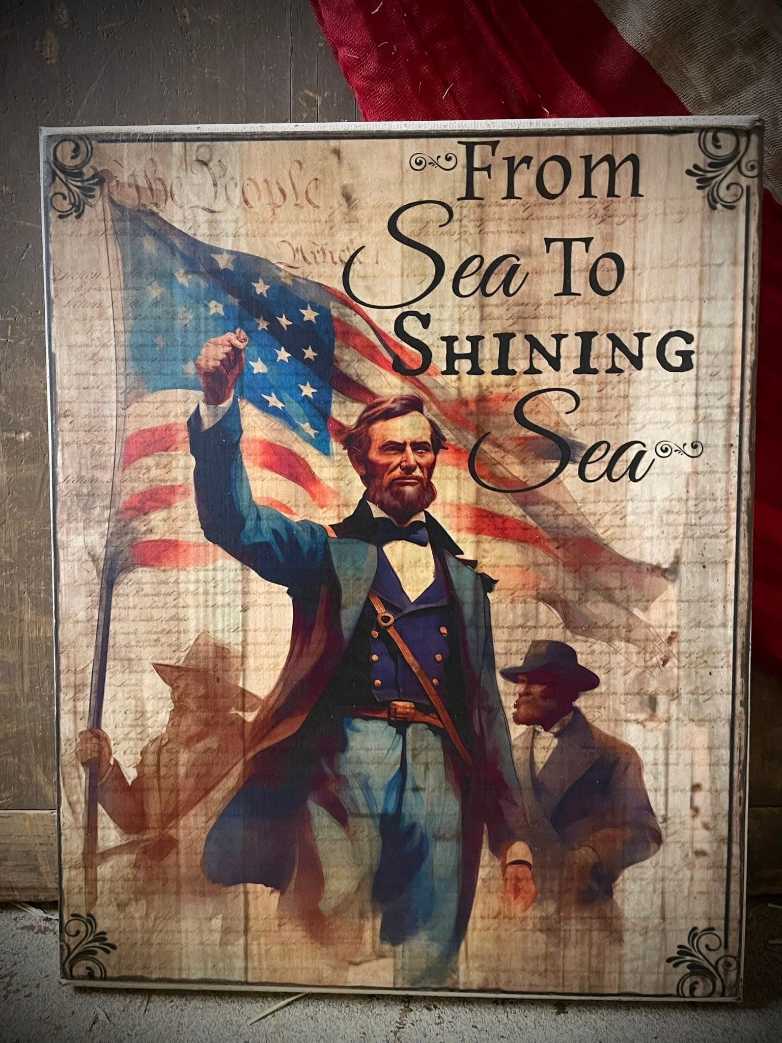 Primitive Americana Grungy Decorative Canvas Print 8x10