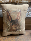 Small Primitive Easter Feedsac Pillow 10x8