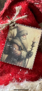 Primitive Christmas Grungy Santa Hat Shelf Sitter