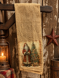 Primitive Decorative Winter Flour Sac Towel With Picture 28x29