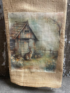 Primitive Decorative Easter Flour Sac Towel With Picture 28x29