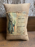 Small Primitive Easter Feedsac Pillow 10x8
