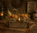 Primitive Pumpkins In A Brick Mold Gathering 16x10