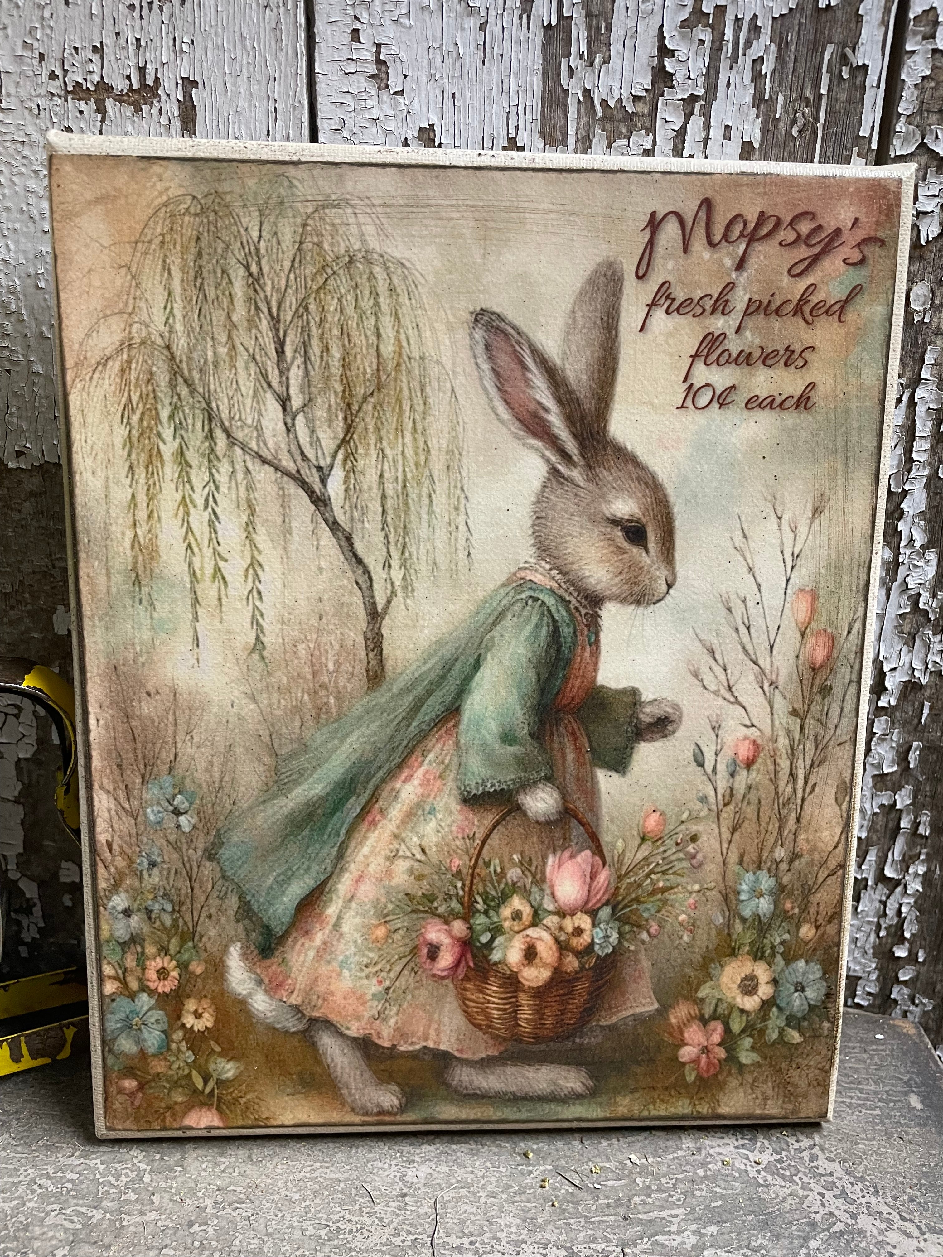 Primitive Easter Grungy Decorative Canvas Print 8x10