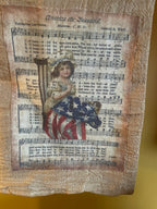 Primitive Decorative Americana Flour Sac Towel With Picture 28x29