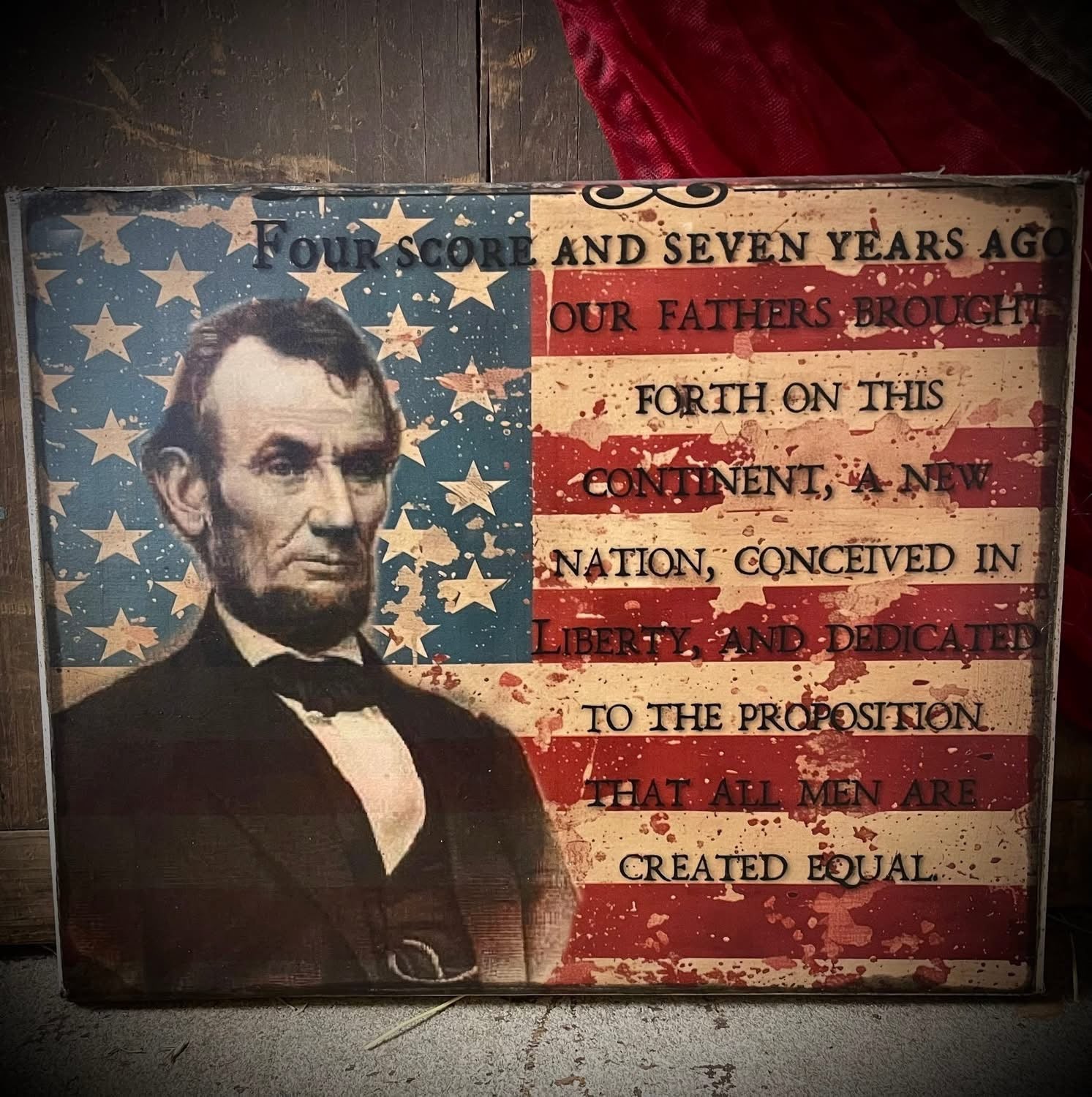 Primitive Americana Grungy Decorative Canvas Print 8x10
