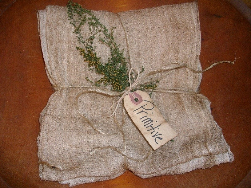 Grungy Stained Primitive Cheesecloth for Decorating