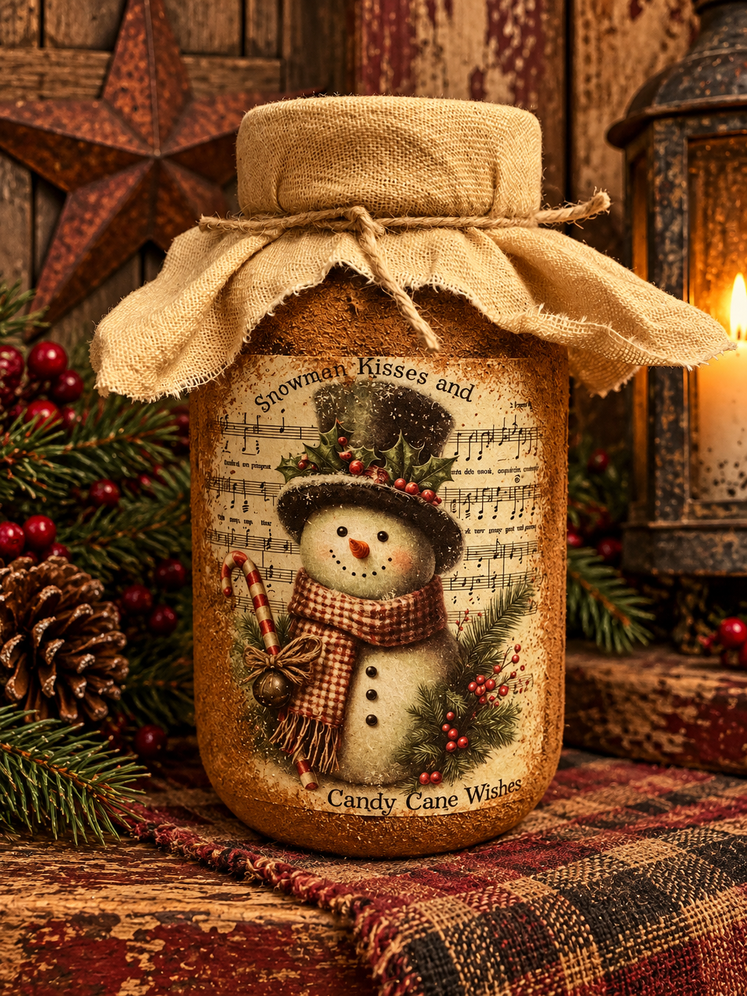 Primitive Winter Pantry Jar 6x4
