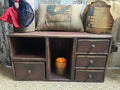 Primitive Wooden Four Drawer Cubby 21x11x7 Red