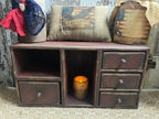 Primitive Wooden Four Drawer Cubby 21x11x7 Red