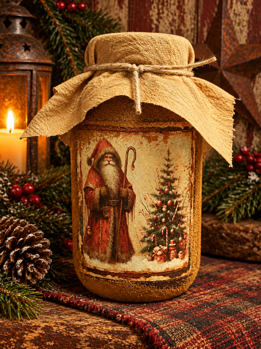 Primitive Winter Pantry Jar 6x4