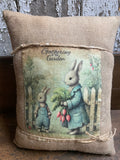 Small Primitive Easter Feedsac Pillow 10x8