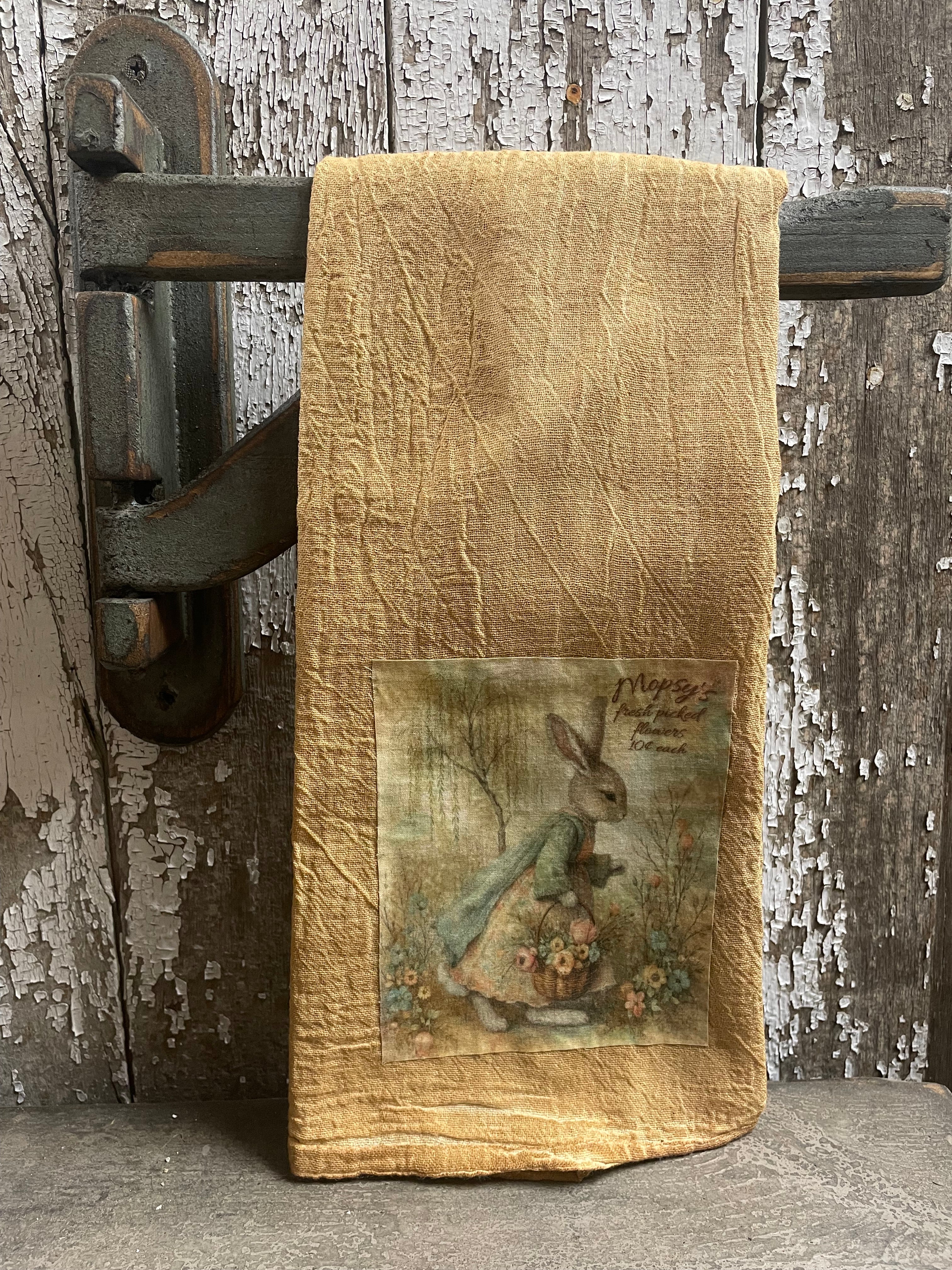 Primitive Decorative Easter Flour Sac Towel With Picture 28x29