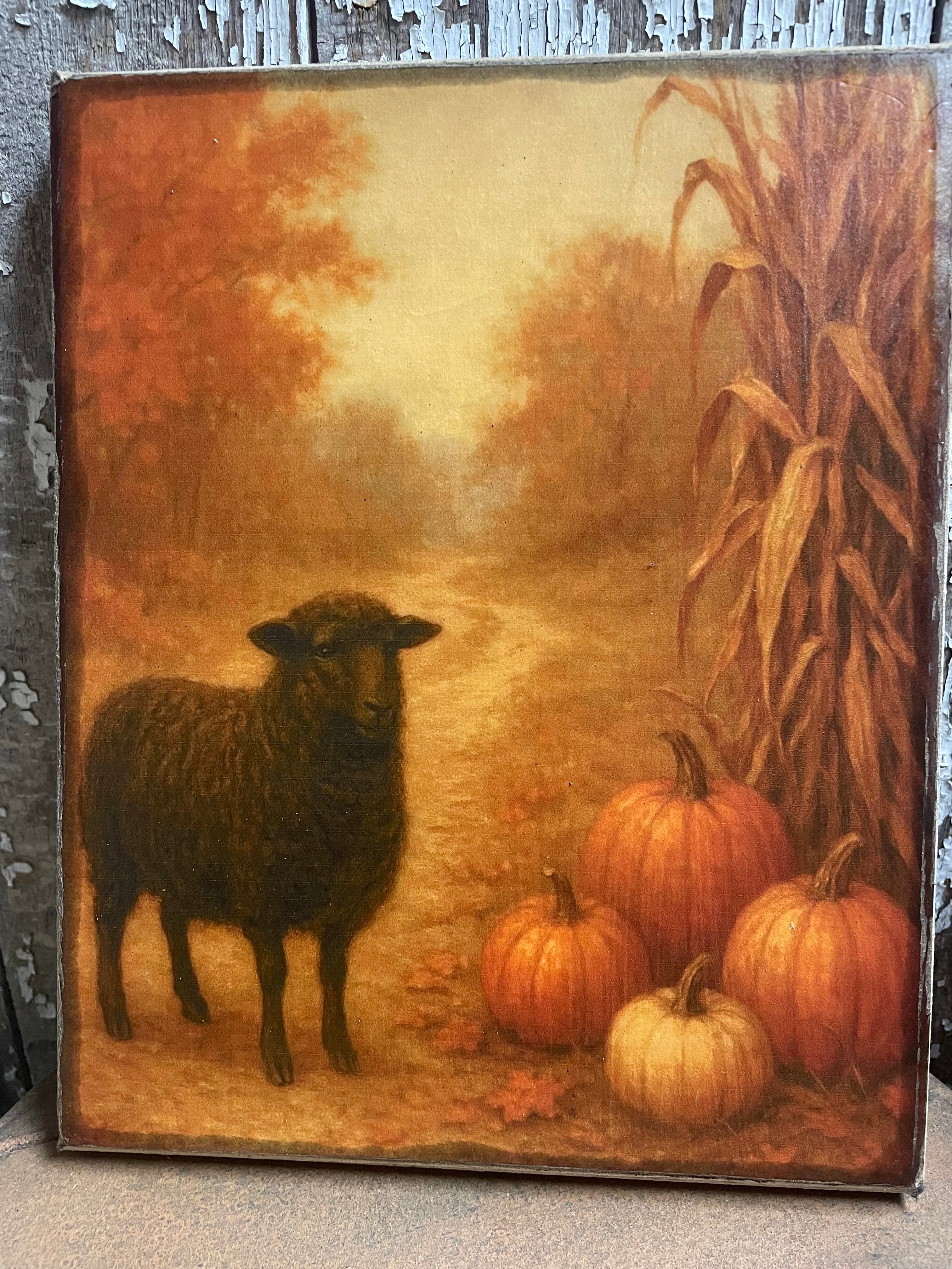 Primitive Fall Grungy Decorative Canvas Print 8x10