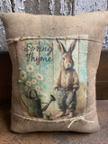 Small Primitive Easter Feedsac Pillow 10x8