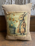 Small Primitive Easter Feedsac Pillow 10x8
