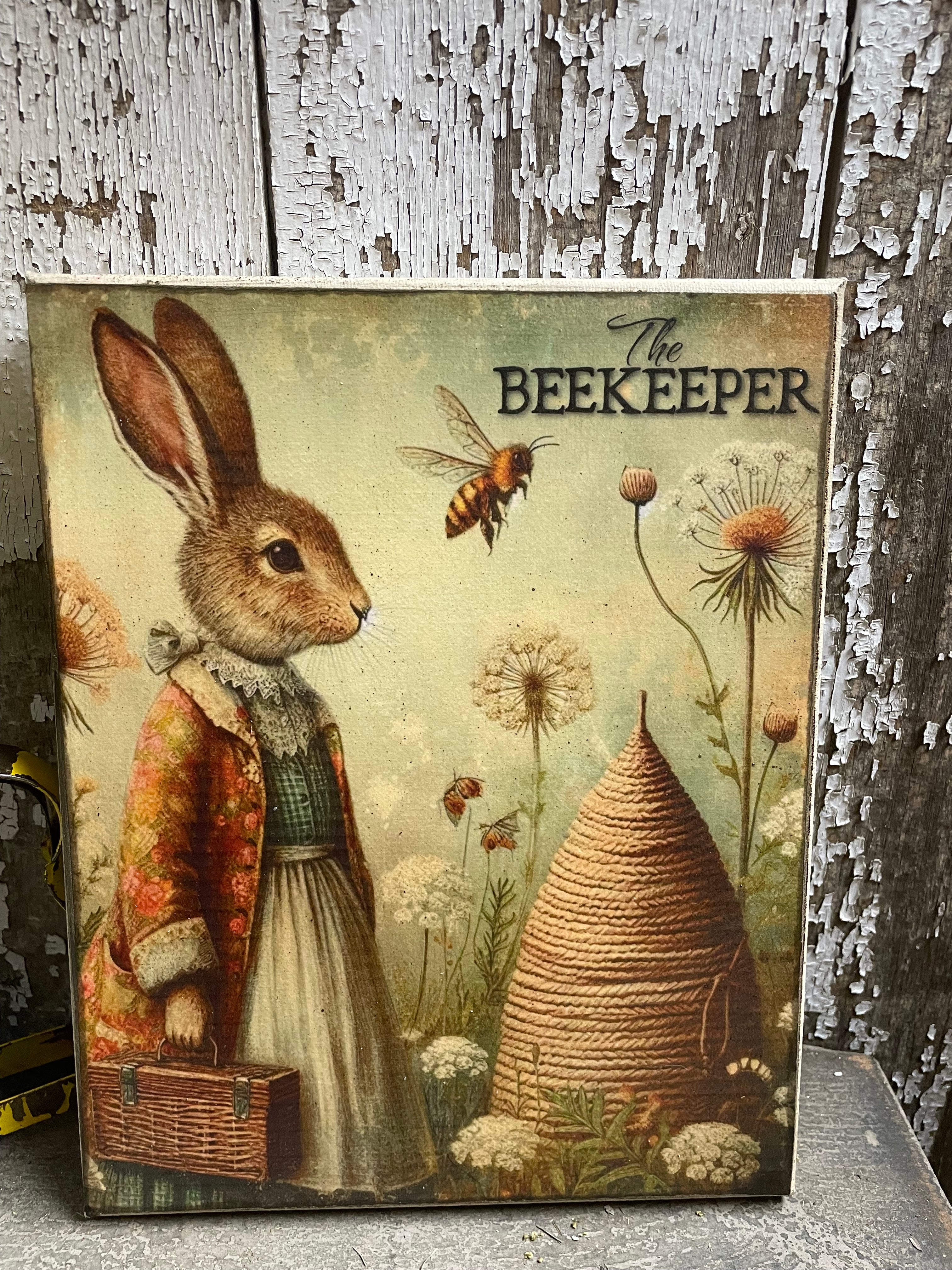Primitive Easter Grungy Decorative Canvas Print 8x10