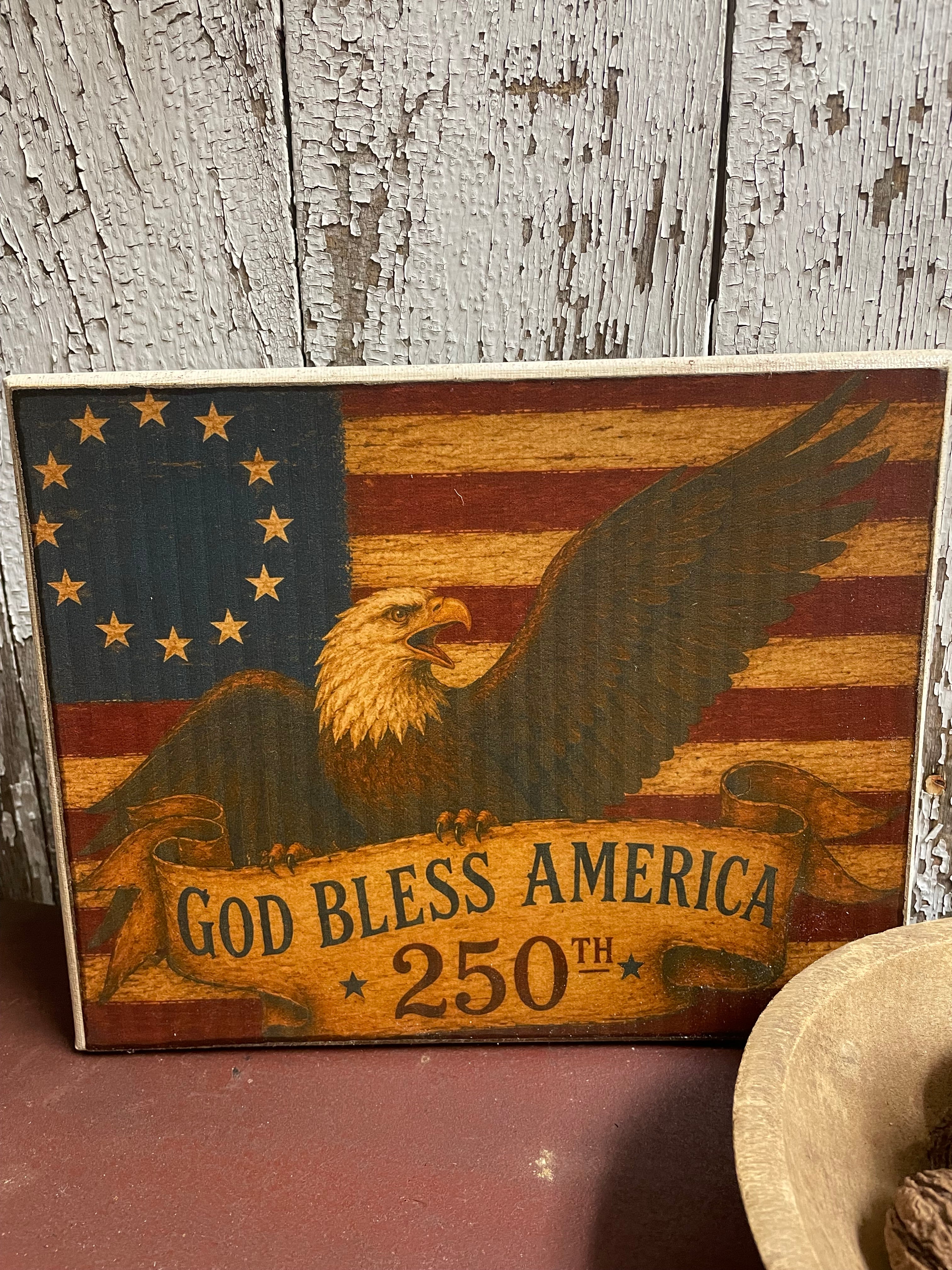 Primitive Americana Grungy Decorative Canvas Print 8x10