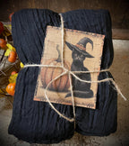 3 Yards of Grungy Stained Primitive Fall Halloween Heavy Cheesecloth For Decorating Black