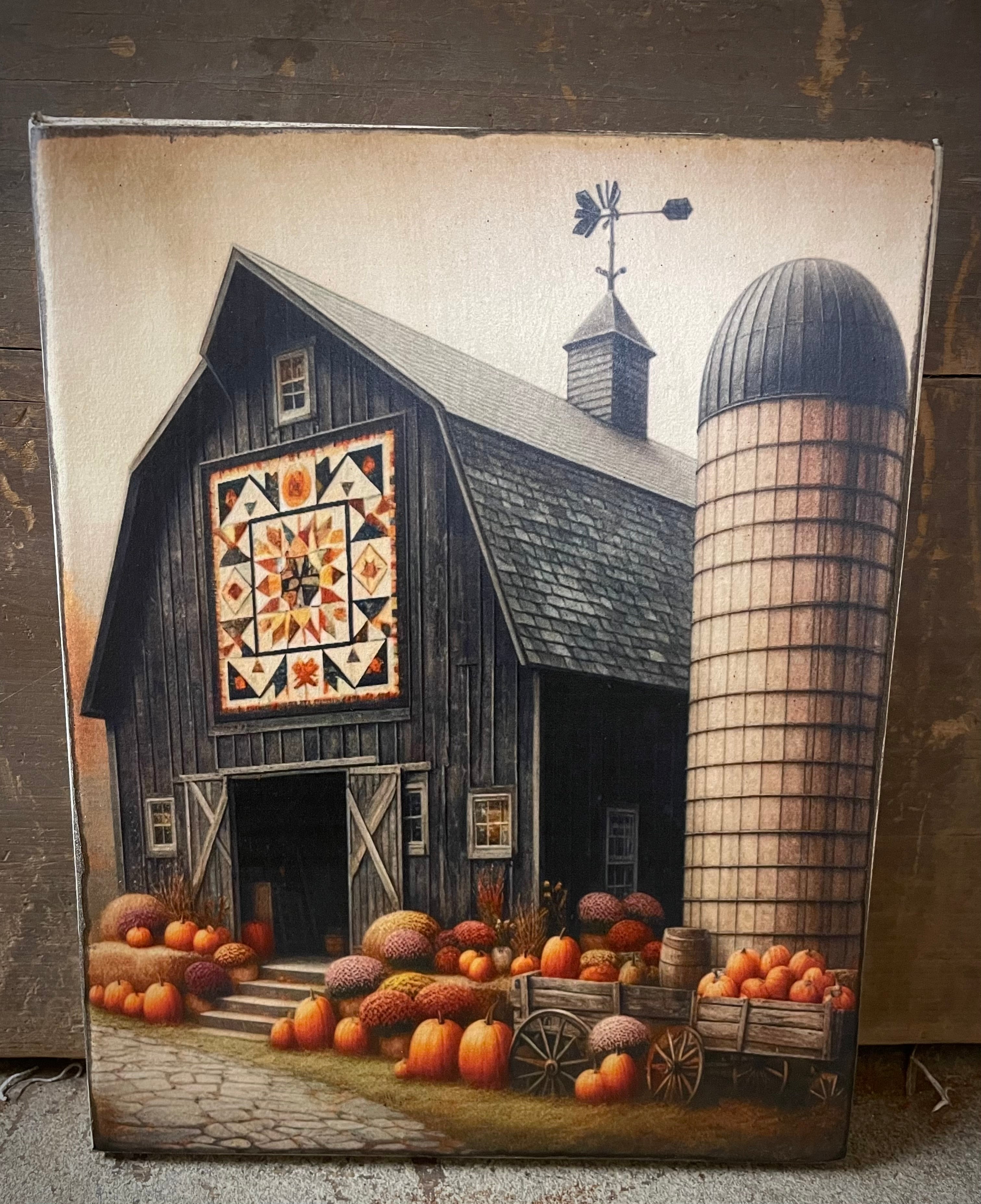 Primitive Fall Grungy Decorative Canvas Print 8x10