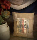 Small Primitive Americana Feedsac Pillow 10x8