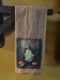 Primitive Decorative Fall Flour Sac Towel With Picture 28x29