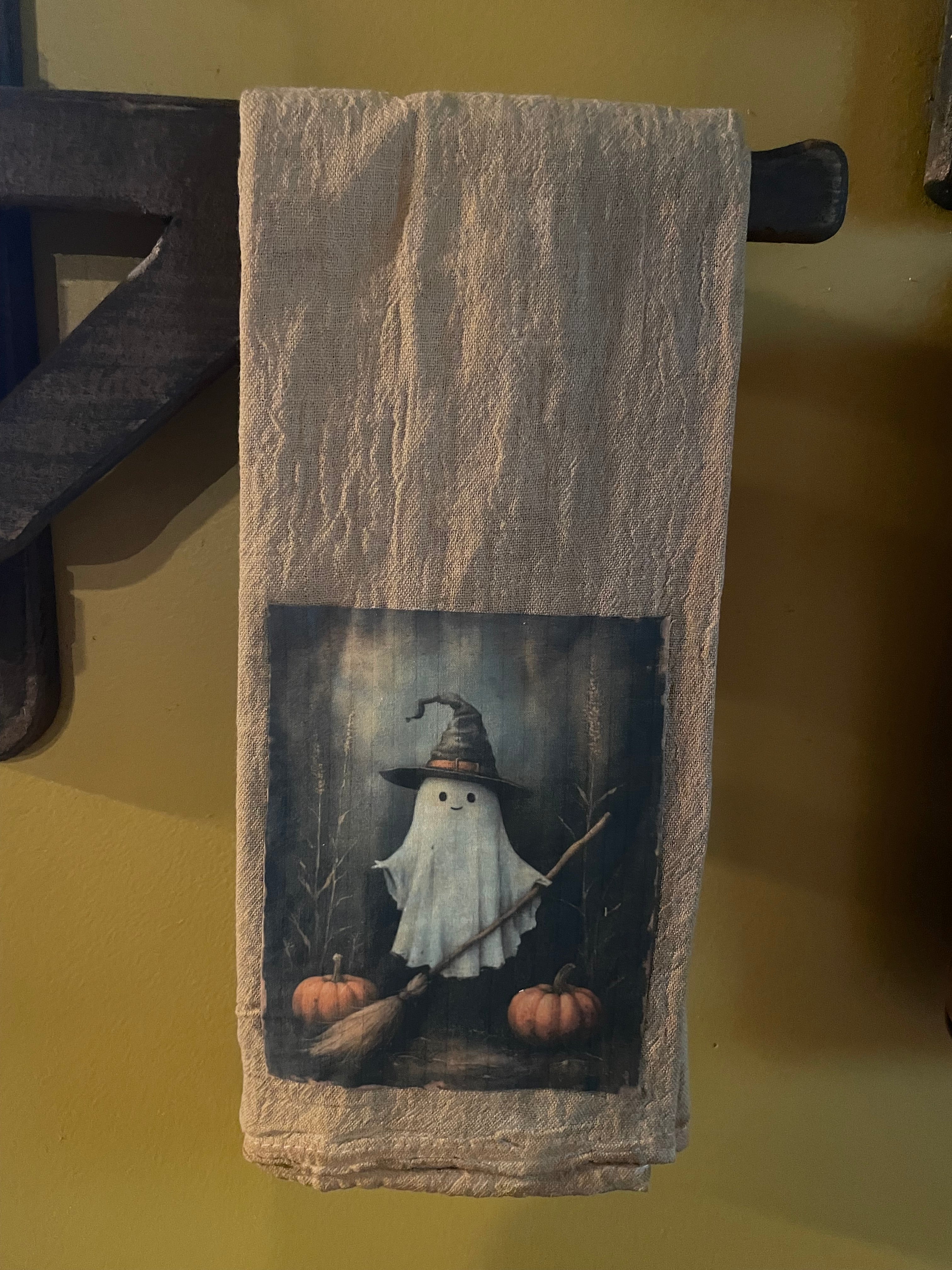 Primitive Decorative Fall Flour Sac Towel With Picture 28x29