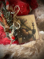 Primitive Christmas Grungy Santa Hat Shelf Sitter