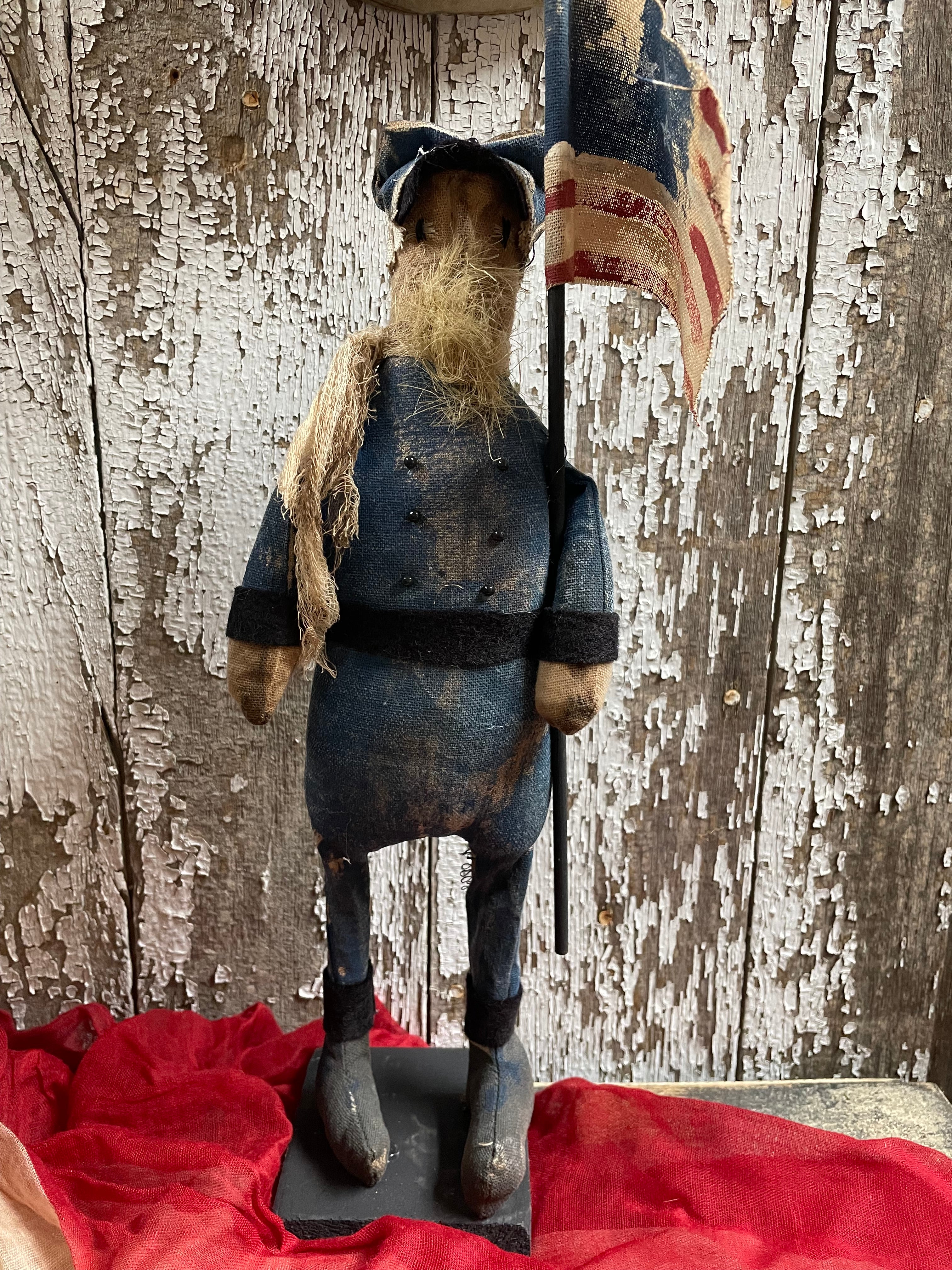 Primitive Soldier Doll On Stand 14x4