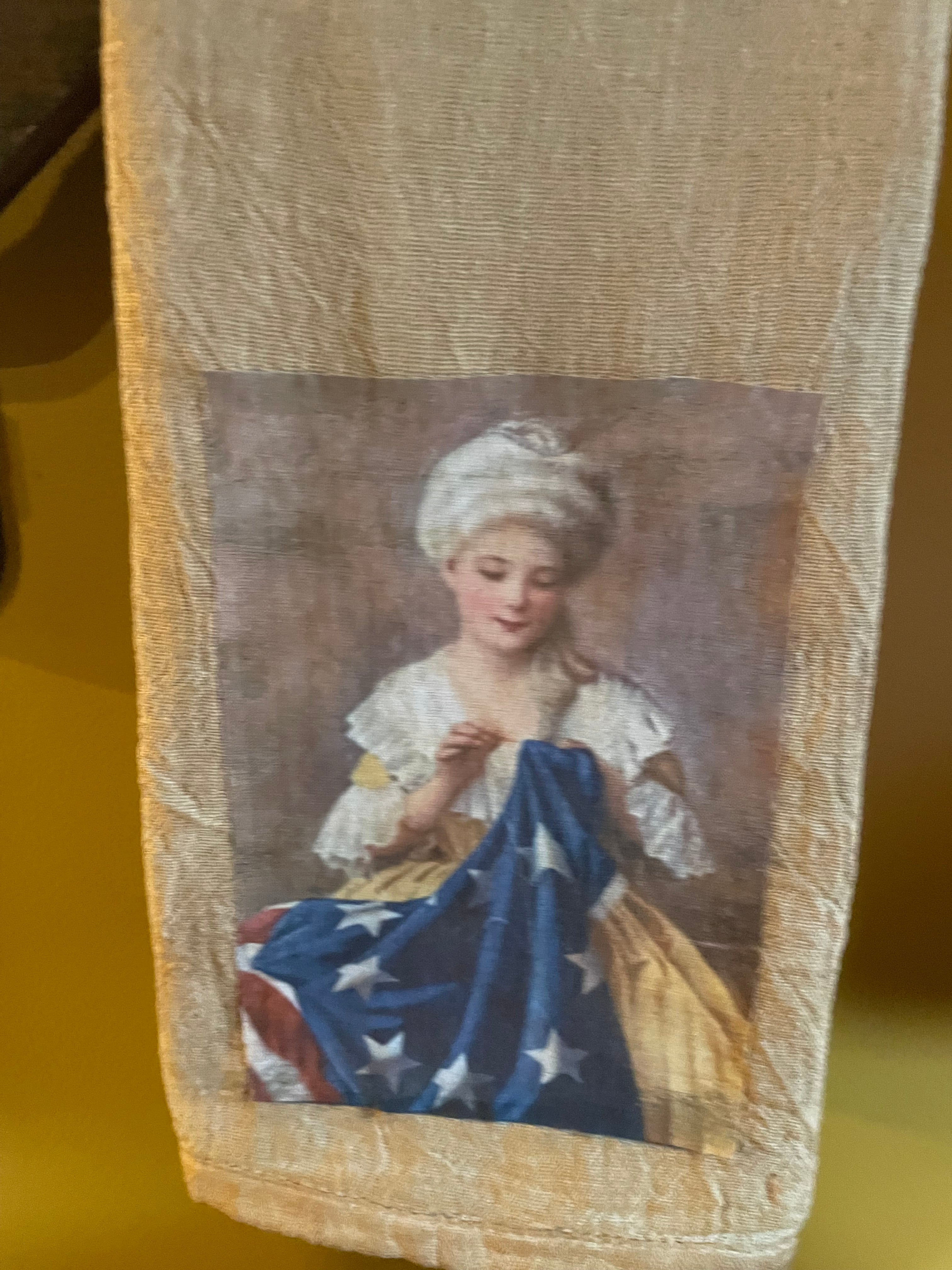 Primitive Decorative Americana Flour Sac Towel With Picture 28x29