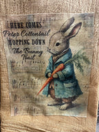 Primitive Decorative Easter Flour Sac Towel With Picture 28x29
