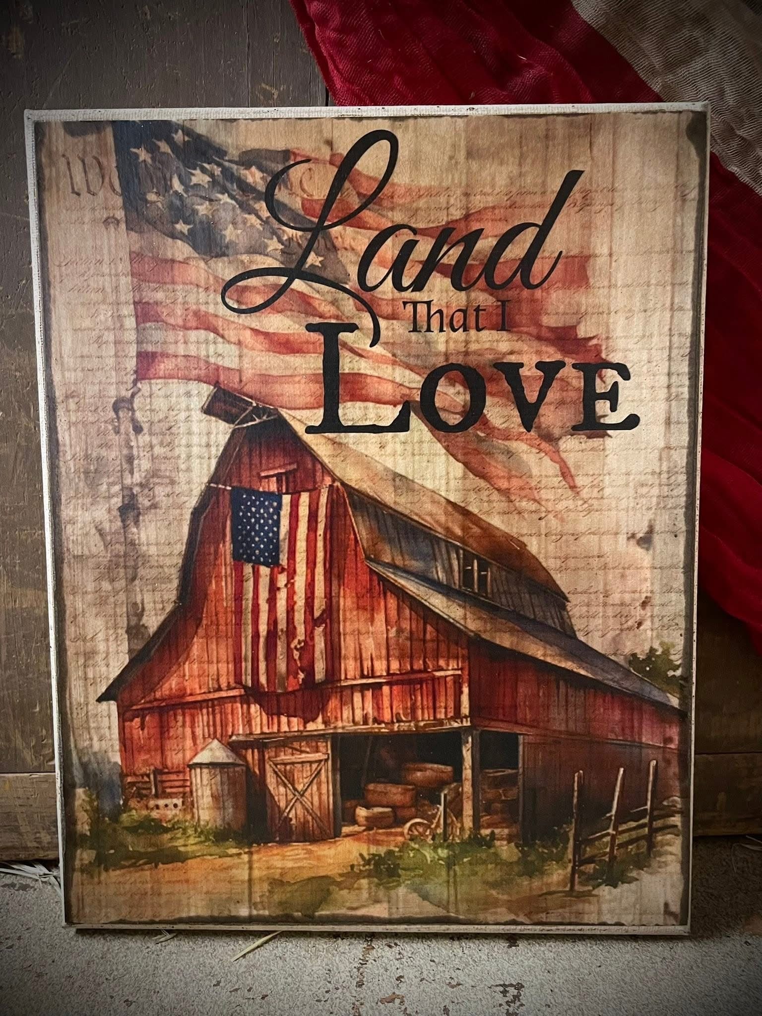 Primitive Americana Grungy Decorative Canvas Print 8x10