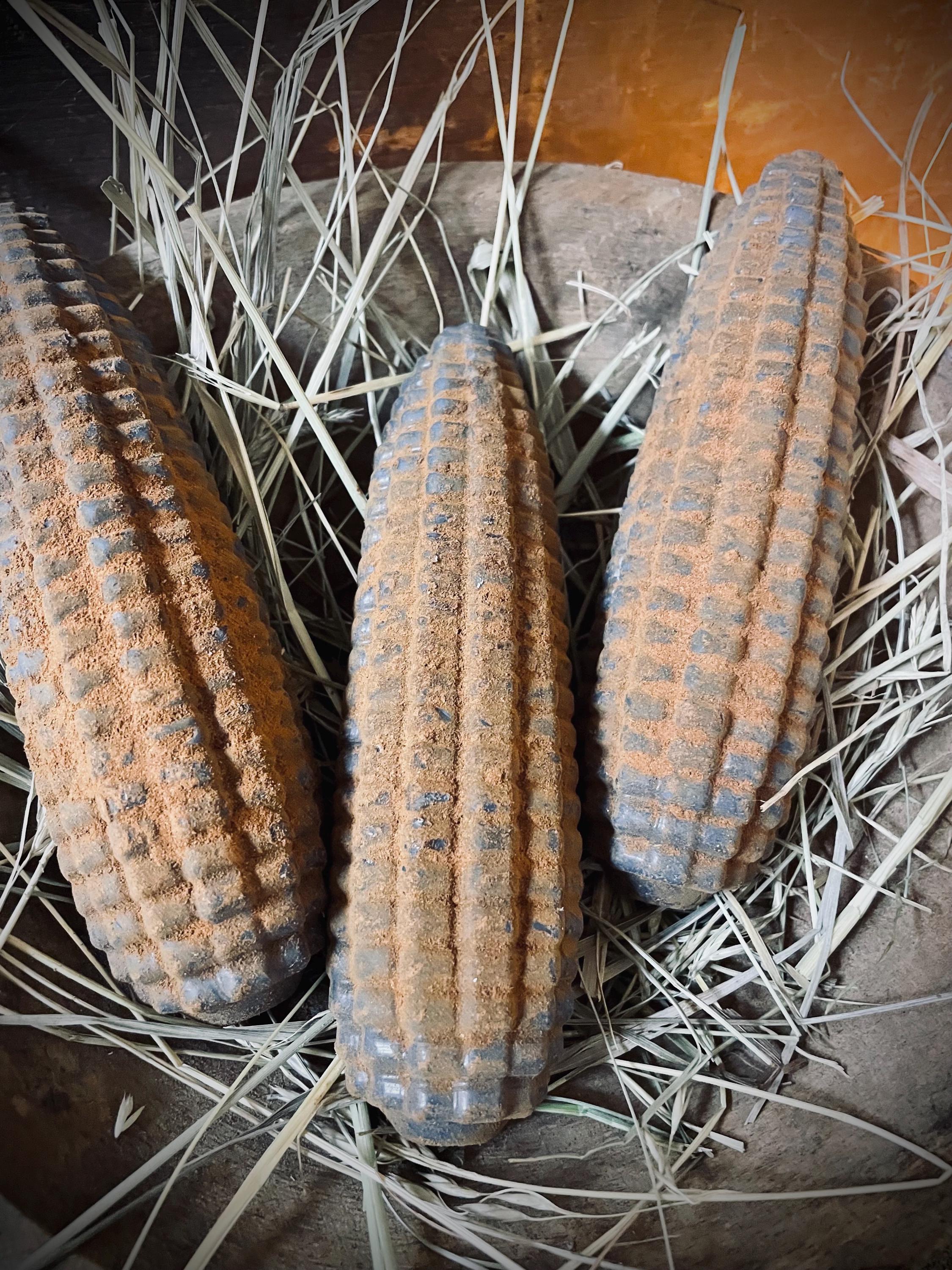 3 Primitive Fall Halloween Blackened Wax Corn Bowl Fillers