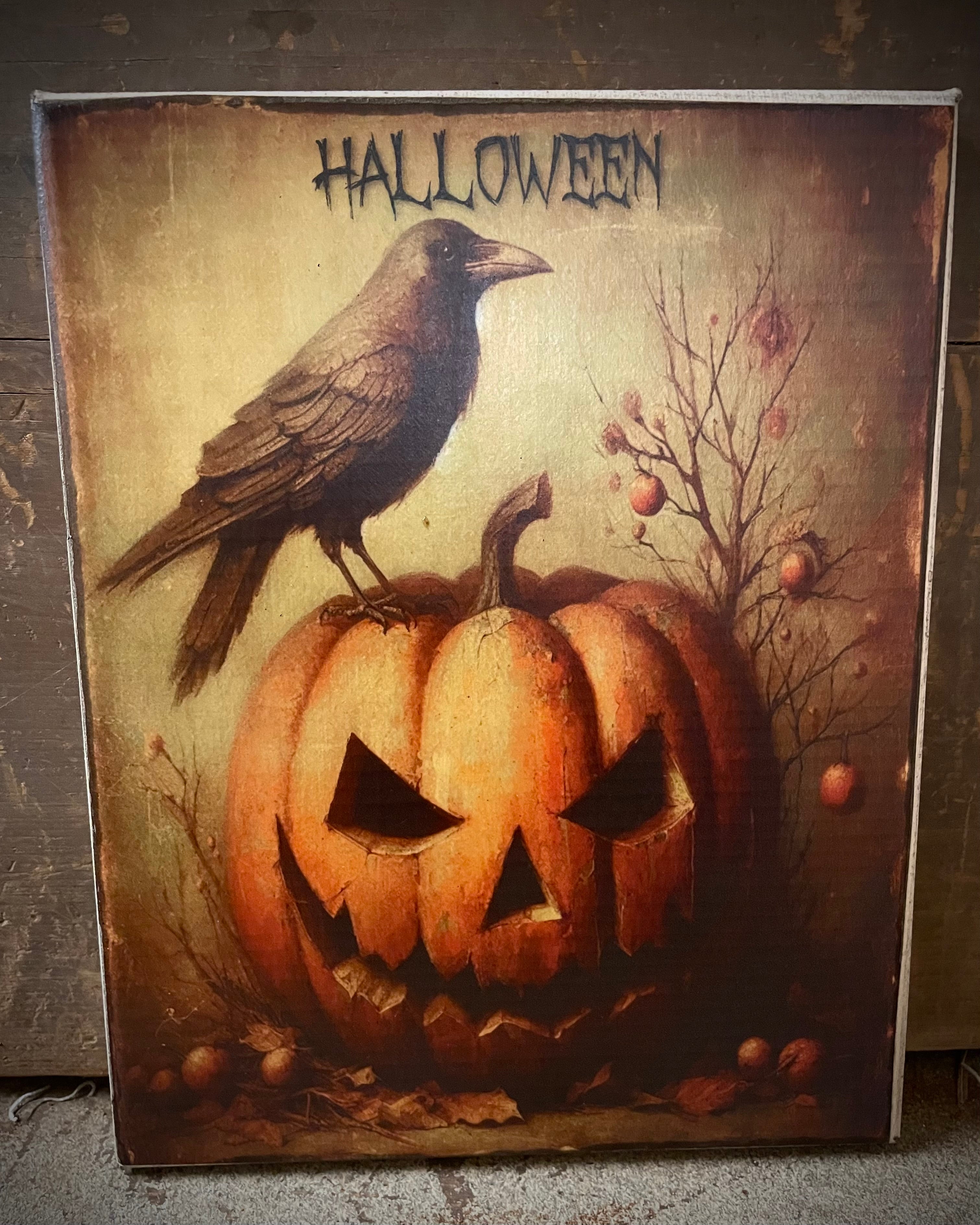 Primitive Fall Grungy Decorative Canvas Print 8x10