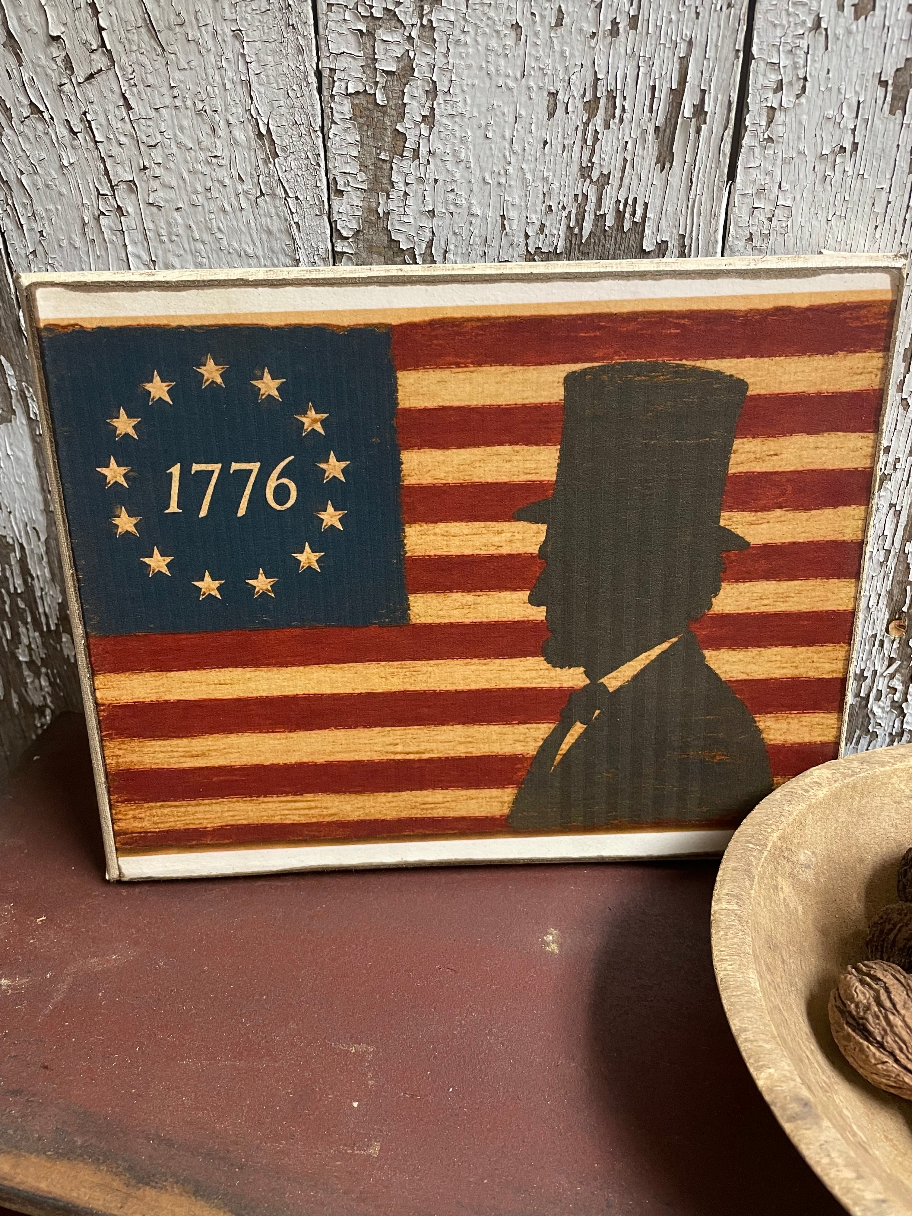 Primitive Americana Grungy Decorative Canvas Print 8x10