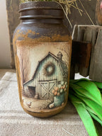 Primitive Spring Jar With Picture 12x4