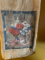 Primitive Decorative Americana Flour Sac Towel With Picture 28x29