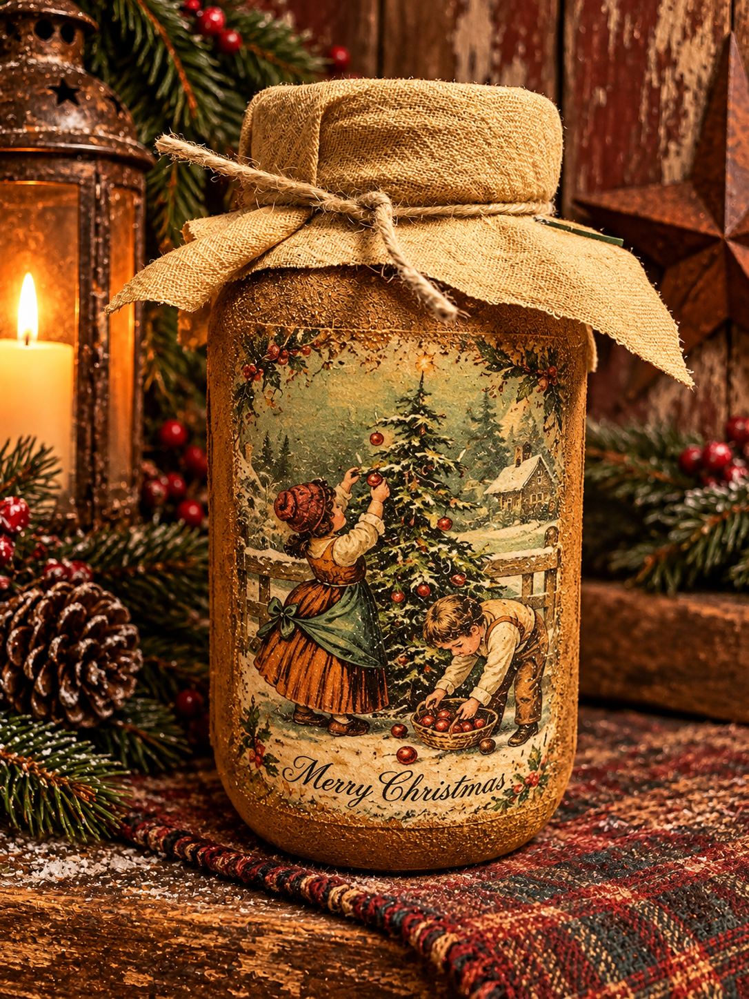 Primitive Winter Pantry Jar 6x4