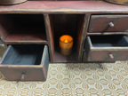Primitive Wooden Four Drawer Cubby 21x11x7 Red