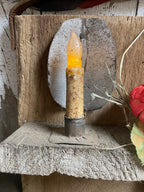 Primitive Large Wall Hanger With Candle Sconce And Geraniums 14x13