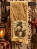 Primitive Decorative Winter Flour Sac Towel With Picture 28x29
