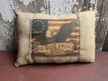 Small Primitive Americana Feedsac Pillow 10x8