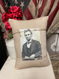 Small Primitive Americana Feedsac Pillow 10x8