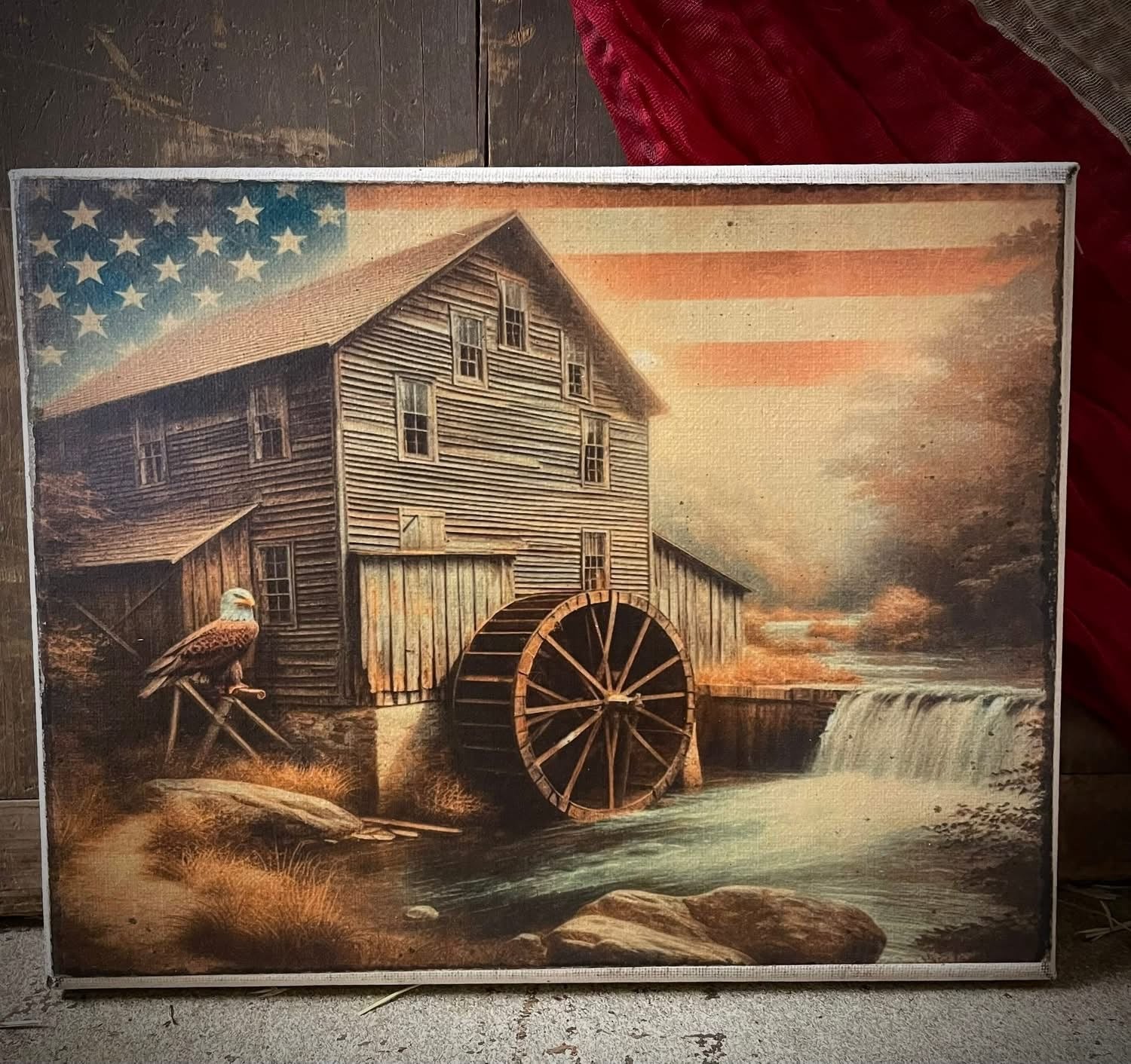 Primitive Americana Grungy Decorative Canvas Print 8x10