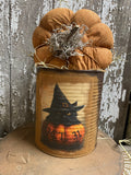 Primitive Pumpkin In Can Shelf Sitter 9x6
