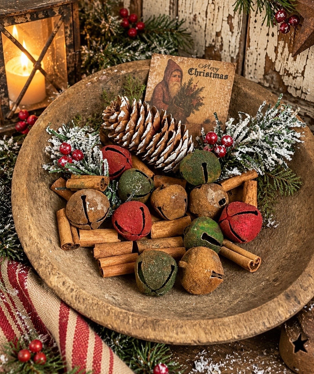 Primitive Bells With Dried Goods Bowl Fillers