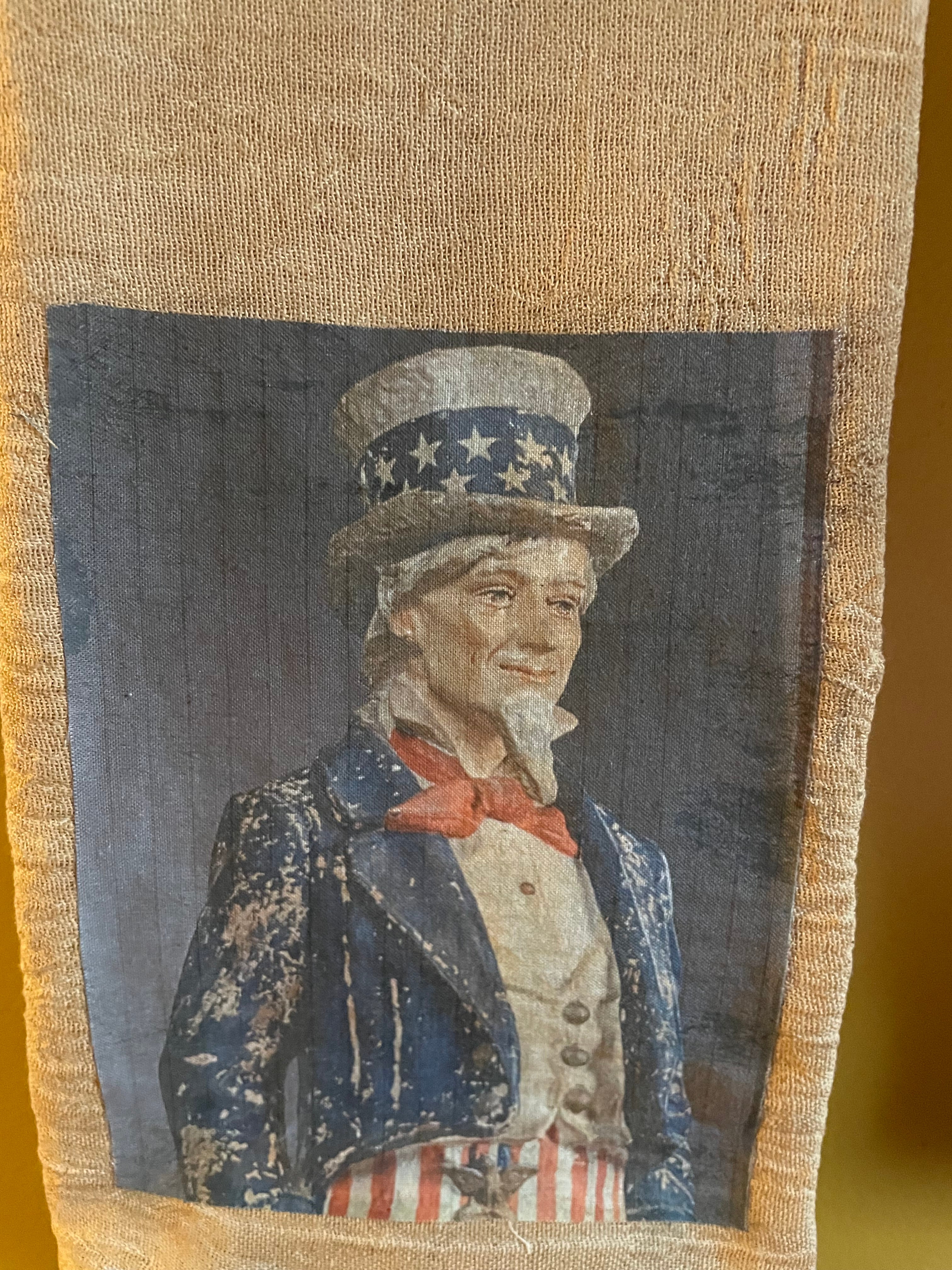 Primitive Decorative Americana Flour Sac Towel With Picture 28x29