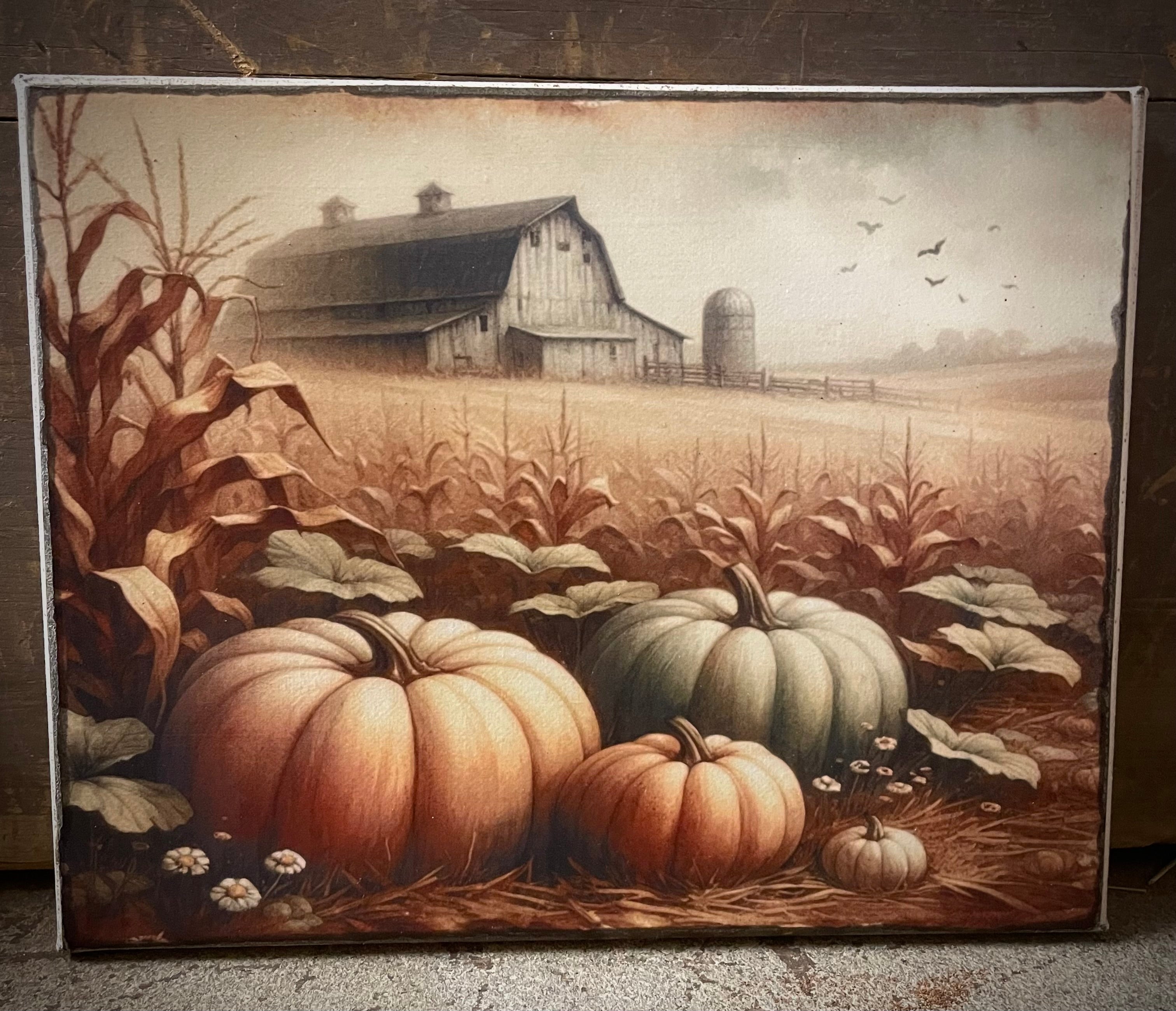 Primitive Fall Grungy Decorative Canvas Print 8x10